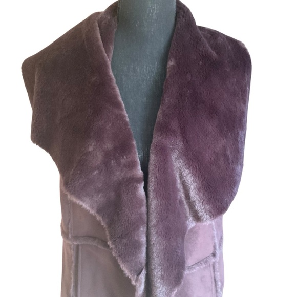 Fever Faux Fur Knit Sweater Vest Brown Medium - Picture 4 of 10